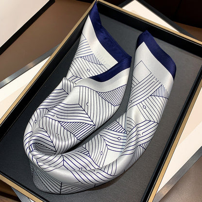 Silk scarf print pattern striped pattern elegant scarf fashion temperament neckerchief