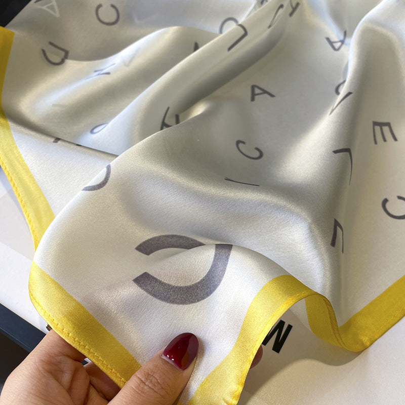 Silk scarf fashionable character pattern color matching scarf women elegant temperament scarf