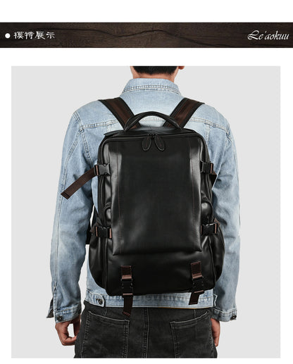 Men's backpack cowhide genuine leather retro casual business travel bag for men computer bag 