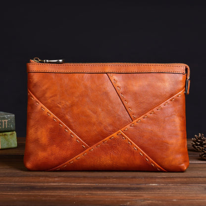 Men's Clutch Bag Genuine Cowhide Leather Retro Casual Men's Handbag 