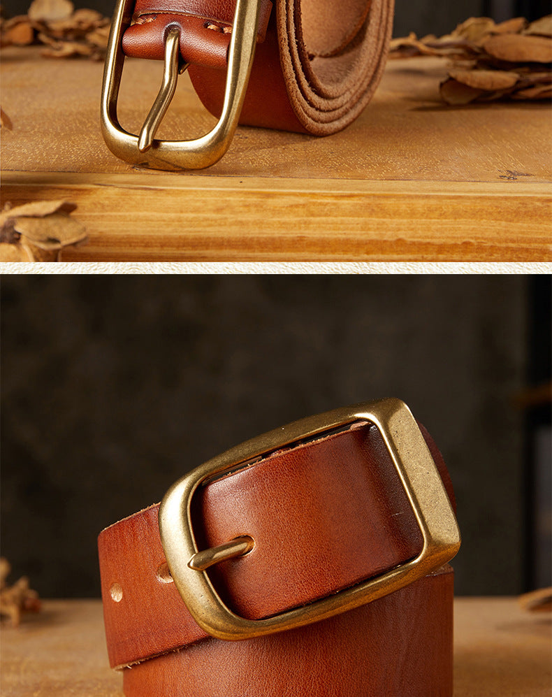 Men's Belt Handmade Genuine Cowhide Leather Needle Buckle Casual Vintage Unique Men's Belt 