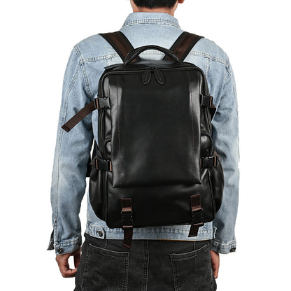 Men's backpack cowhide genuine leather retro casual business travel bag for men computer bag 