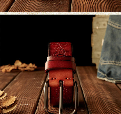 Men's Belt Handmade Cowhide Needle Buckle Korean Fashion Casual Retro Men's Belt 