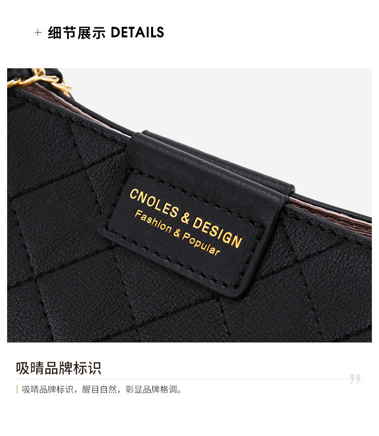 Women's Bag Cowhide Large Capacity Plaid Tote Bag Chain Bag Armpit Bag Shoulder Bag. Pochette