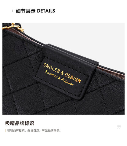 Women's Bag Cowhide Large Capacity Plaid Tote Bag Chain Bag Armpit Bag Shoulder Bag. Pochette