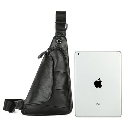 Men's Bust Bag Genuine Cowhide Leather Fashion Casual Retro Multifunctional Crossbody Bag for Men 