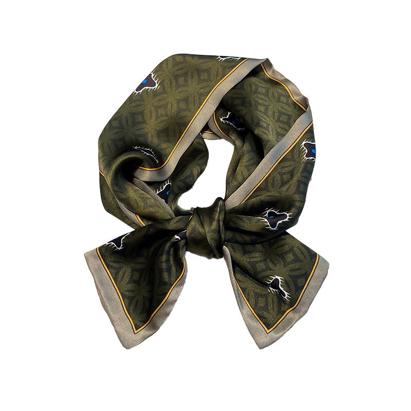 Silk French double sided long scarf women printed pattern fashion silk double ribbon