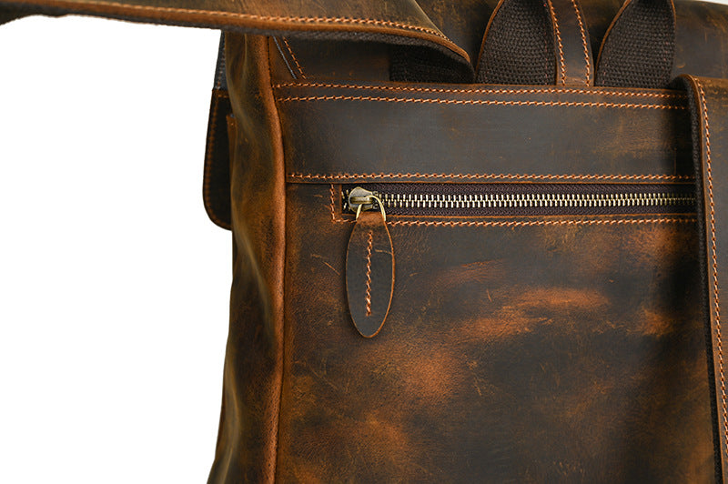 Men's backpack cowhide genuine leather retro casual computer bag for men 