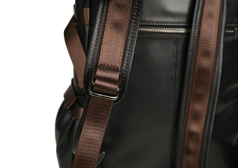 Men's backpack cowhide genuine leather retro casual business travel bag for men computer bag 