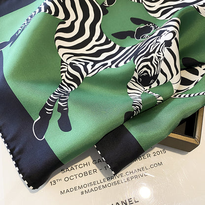 Silk scarf print pattern women's temperament commuting scarf neckerchief that goes with anything High quality