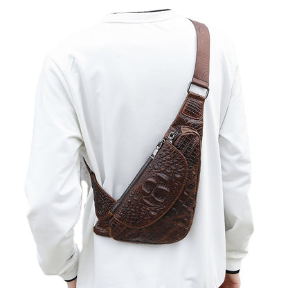 Men's Bust Bag Cowhide Casual Fashion Crossbody Bag Men's Shoulder Bag 