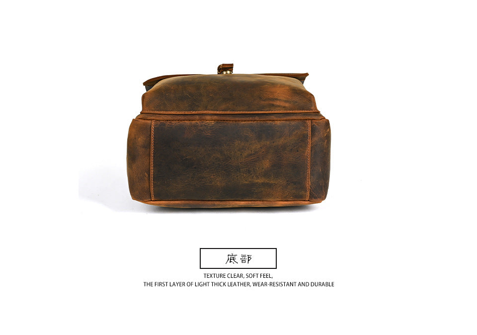 Men's backpack cowhide genuine leather retro casual computer bag for men 