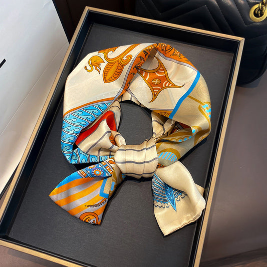 Silk scarf printed pattern scarf temperament fashionable decoration double-sided ribbon long scarf