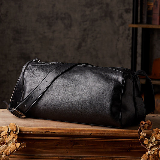 Men's Shoulder Bag Made of Genuine Cowskin Leather Handmade Retro Casual Fashion Large Capacity Crossbody Bag for Men 