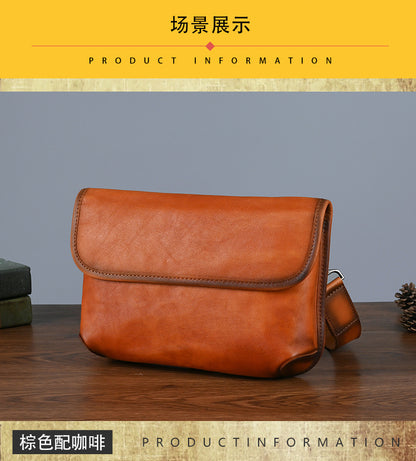 Men's Shoulder Bag Genuine Cowhide Leather Smartphone Pouch Retro Men's Crossbody Bag 