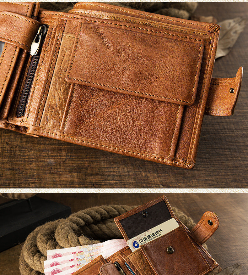 Men's Short Wallet Original Korean Fashion Bifold Soft Leather Multifunctional Driving License Men's Wallet 