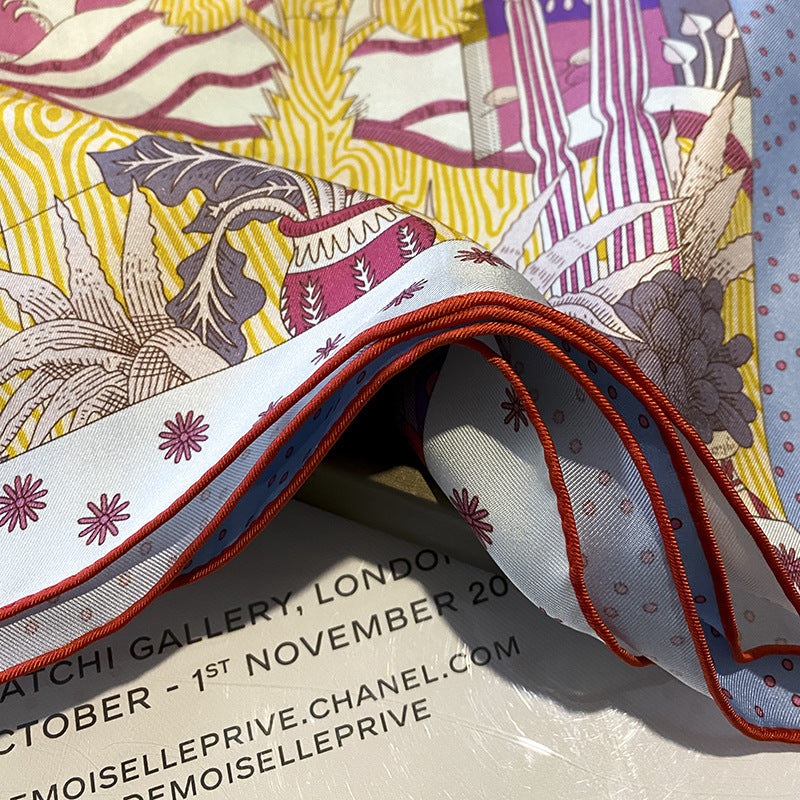 Silk scarf thin printed pattern color matching binder high quality temperament neckerchief 
