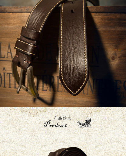 Men's Belt Handmade Genuine Cowhide Leather Large Size Fat 150cm Extra Long Casual Fashion Belt for Men 