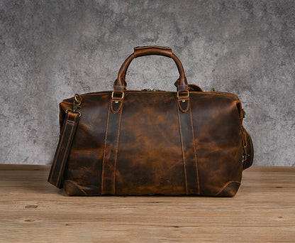 Men's Handbag Genuine Cowhide Luggage Bag Retro Casual Large Capacity Business Travel Bag for Men 