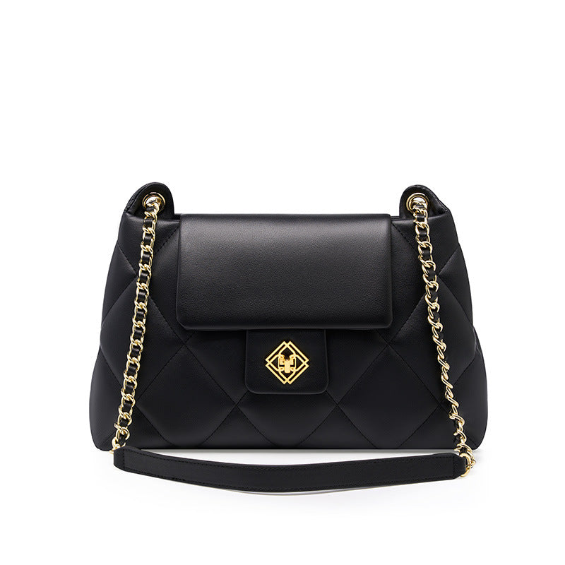 Genuine leather women's bag large capacity plaid crossbody bag large bag fashion chain bag shoulder bag. pochette