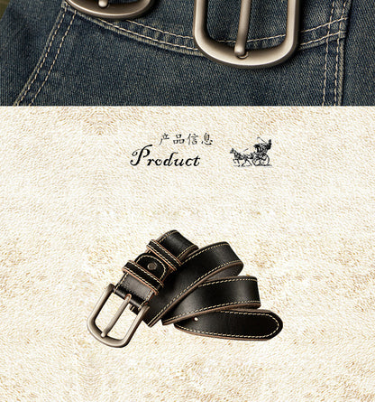 Men's Belt Handmade Genuine Cowhide Leather Needle Buckle Casual Vintage Simple Men's Belt 