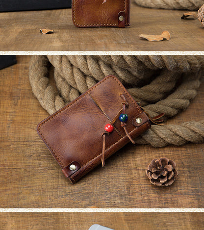 Men's wallet, genuine cowhide leather, key chain, coin purse, zipper, multi-function, large capacity, card bag for men 