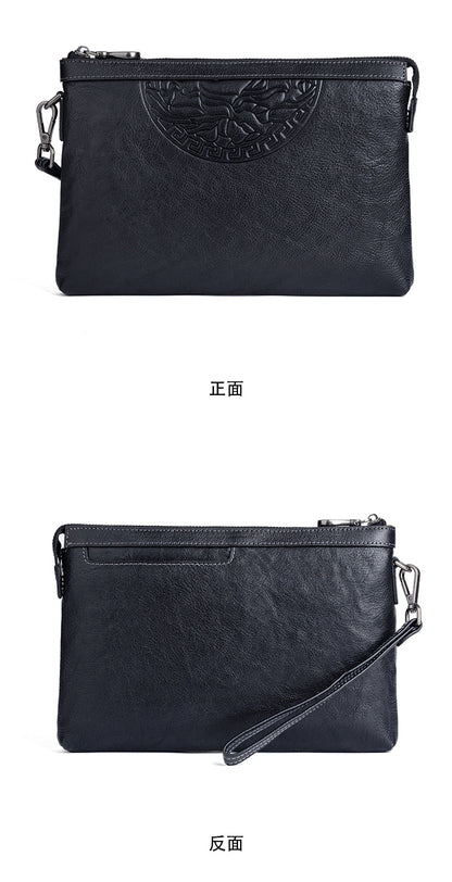 Men's Clutch Bag Genuine Cowhide Leather Retro Casual Men's Handbag 