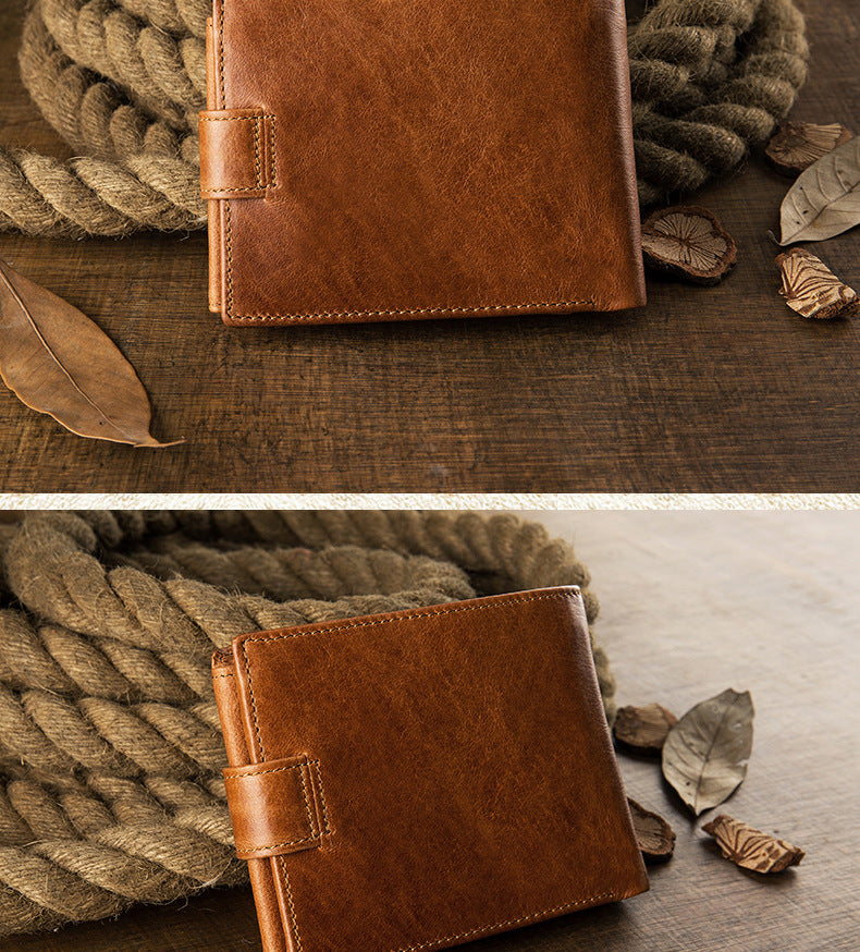 Men's Short Wallet Original Korean Fashion Bifold Soft Leather Multifunctional Driving License Men's Wallet 