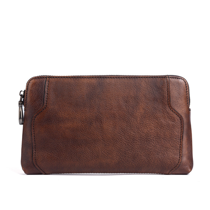 Men's Clutch Bag Genuine Cowhide Leather Retro Casual Men's Bag 
