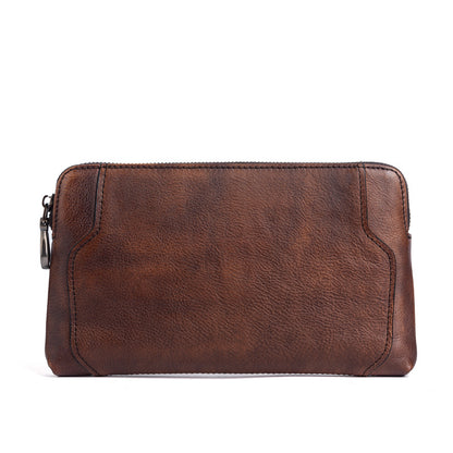 Men's Clutch Bag Genuine Cowhide Leather Retro Casual Men's Bag 