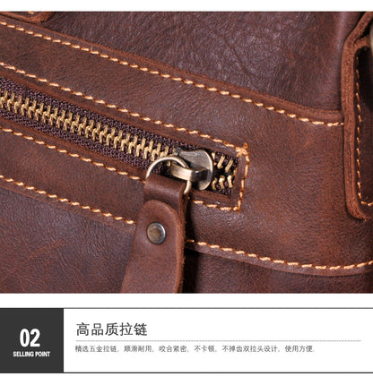 Men's Briefcase Crossbody Bag Cowhide Genuine Leather Retro Men's Shoulder Bag Handbag 