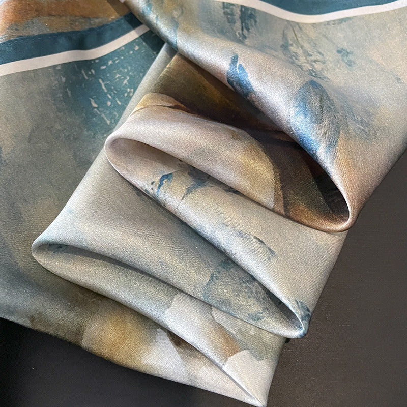 Silk scarf print pattern high quality French fashion ribbon temperament scarf that goes with anything