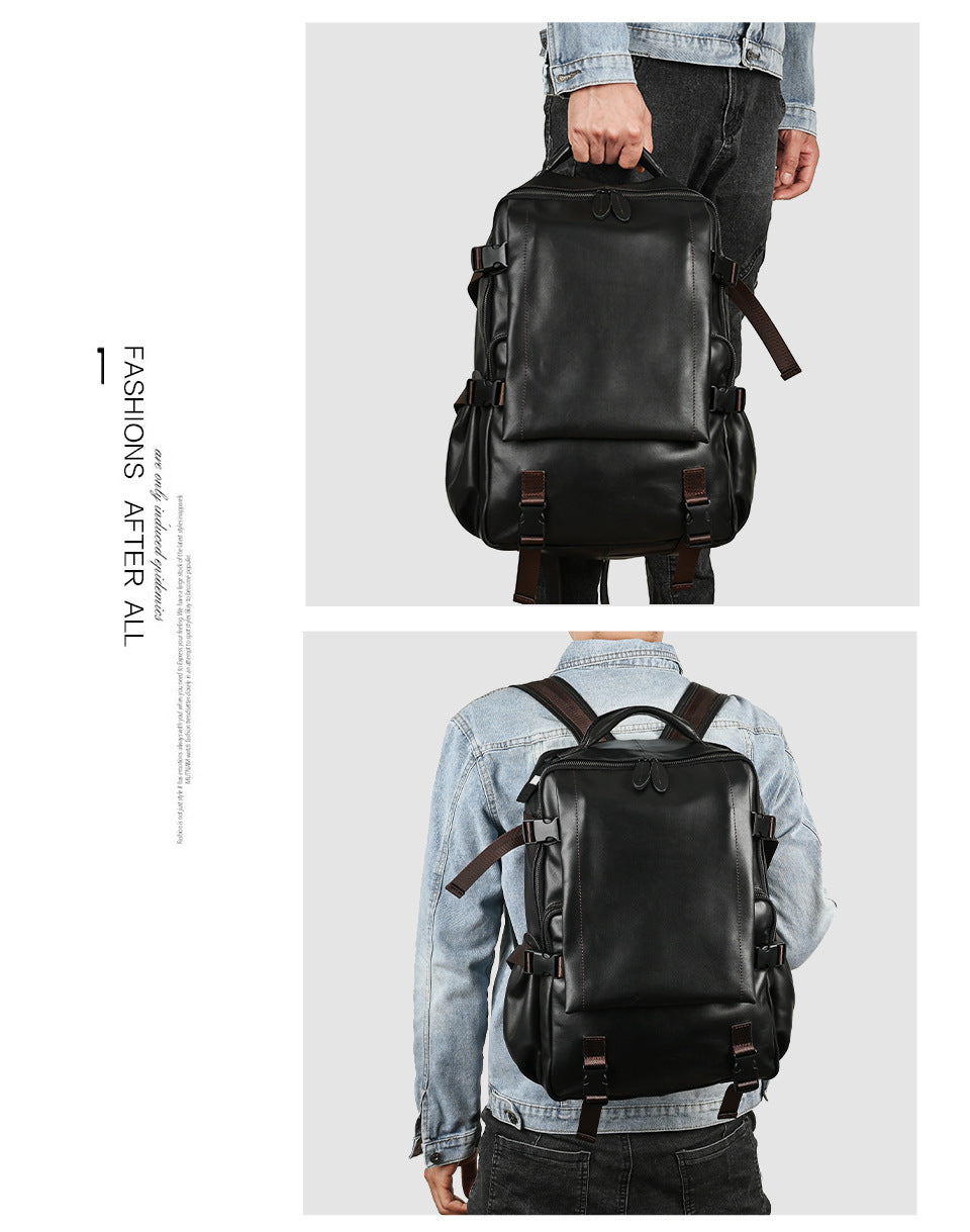 Men's backpack cowhide genuine leather retro casual business travel bag for men computer bag 