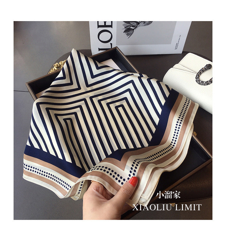 Silk Scarf Fashion Striped Print Pattern Scarf Neckerchief