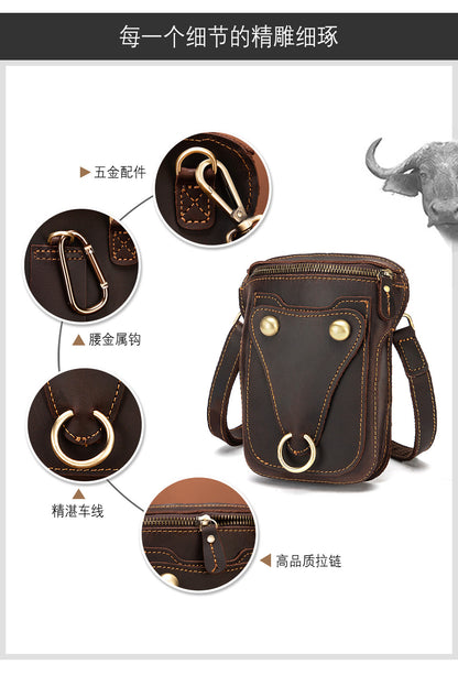 Men's Shoulder Bag Cowhide Genuine Leather Retro Fashion Casual Men's Crossbody Bag 
