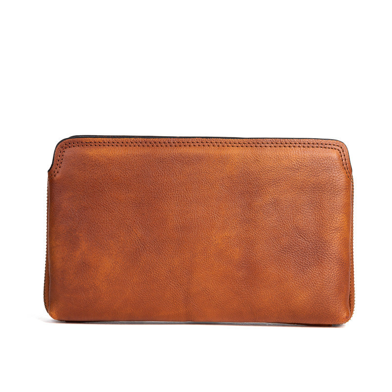 Men's Clutch Bag Genuine Cowhide Leather Practical Retro Casual Men Bag 