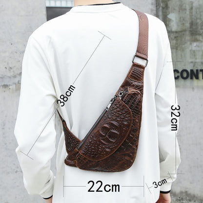 Men's Bust Bag Cowhide Casual Fashion Crossbody Bag Men's Shoulder Bag 