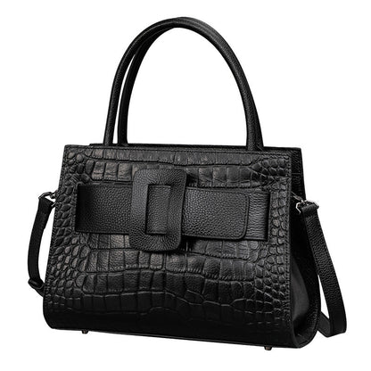 Genuine leather women's bag Crocodile pattern handle bag Shoulder bag Fashion Commuter cowhide handbag that goes with anything. Bag