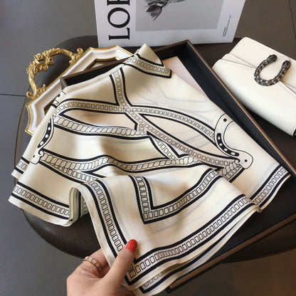 Silk Scarf Print Pattern Elegant Fashionable Silk Ornament Neckerchief Muffler Women's Scarf