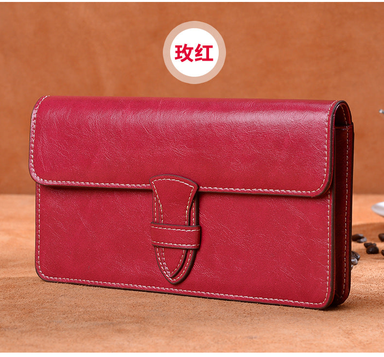 Ladies wallet large capacity clutch bag casual wallet retro simple long wallet