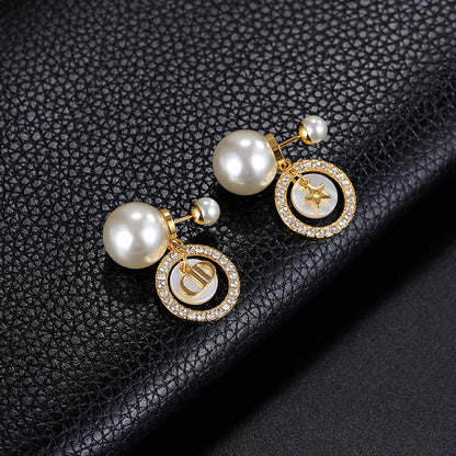 Earrings Large and Small Pearl Seashell Cubic Chassis Earrings That Disdain Luxury 