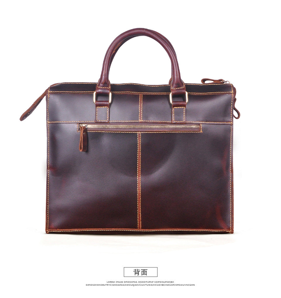 Men's Handbag Briefcase Cowhide Genuine Leather Retro Business Men Computer Bag 