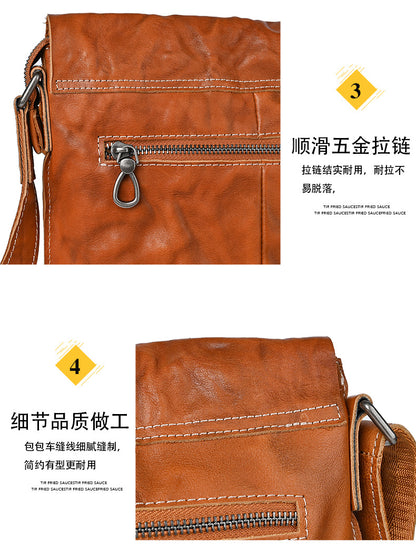 Men's Shoulder Bag Genuine Cowhide Leather Fashion Crossbody Bag for Men 