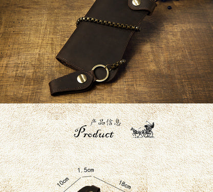 Men's Wallet Handmade Original Crazy Horse Genuine Cowhide Leather Retro Card Holder Large Capacity Zipper Mobile Phone Bag Men Handbag 