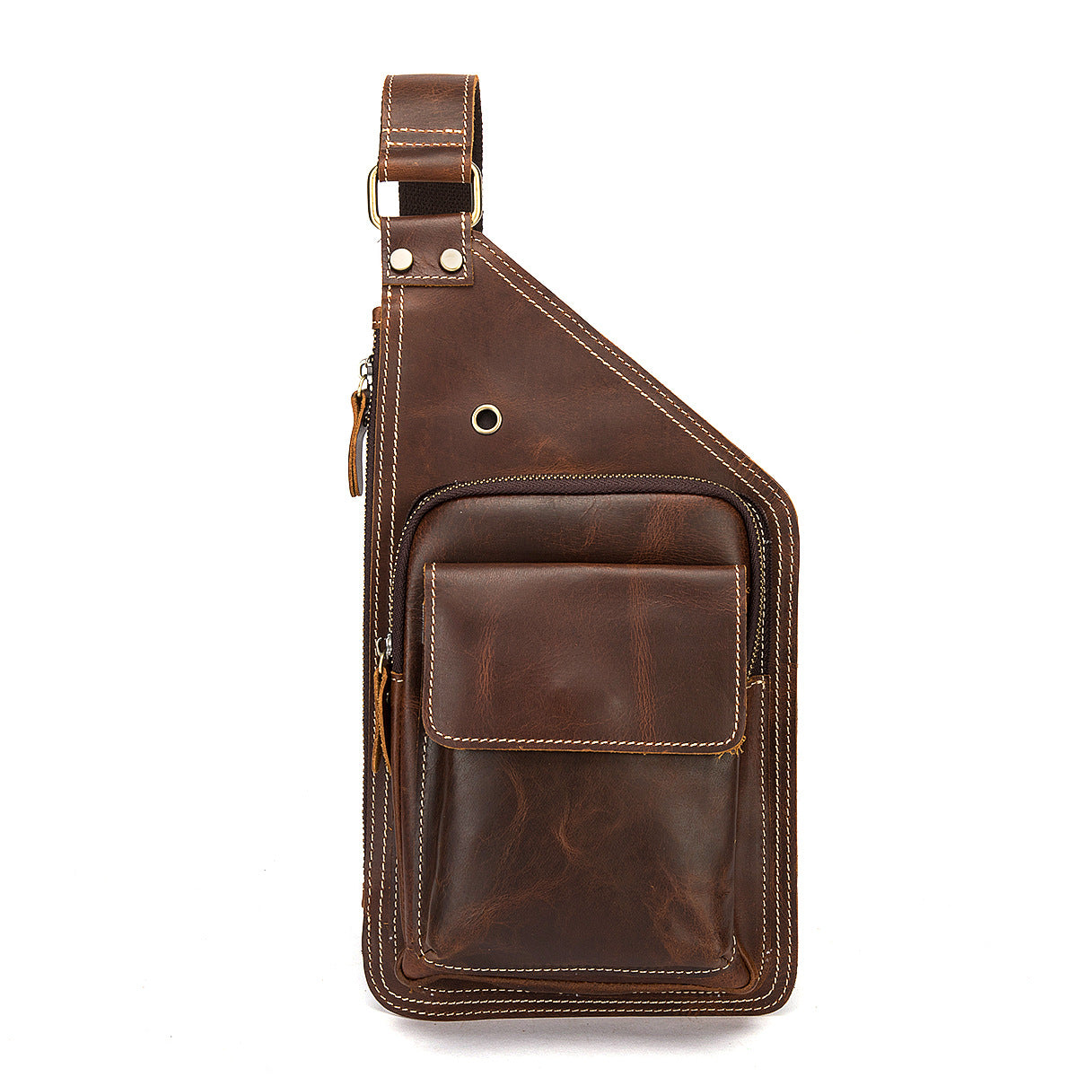 Men's Bust Bag Genuine Cowhide Leather Retro Outdoor Versatile Men's Crossbody Bag 