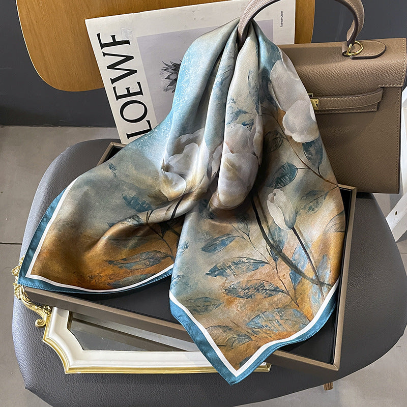 Silk scarf print pattern high quality French fashion ribbon temperament scarf that goes with anything