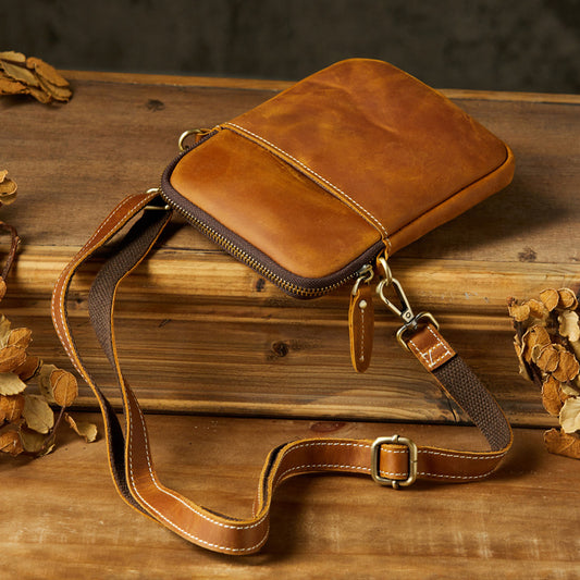 Men's Shoulder Bag Original Crazy Horse Cow Leather Retro Unique Men's Crossbody Bag 