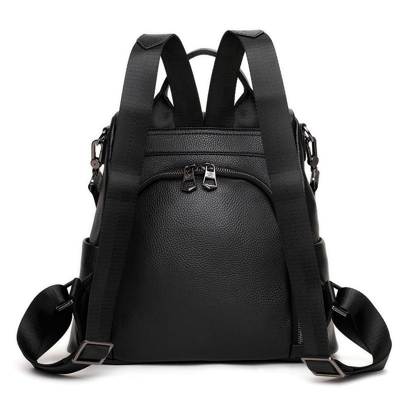 Genuine Leather Women's Bag Fashion Casual Cowhide Boston Bag Retro Large Capacity Rucksack