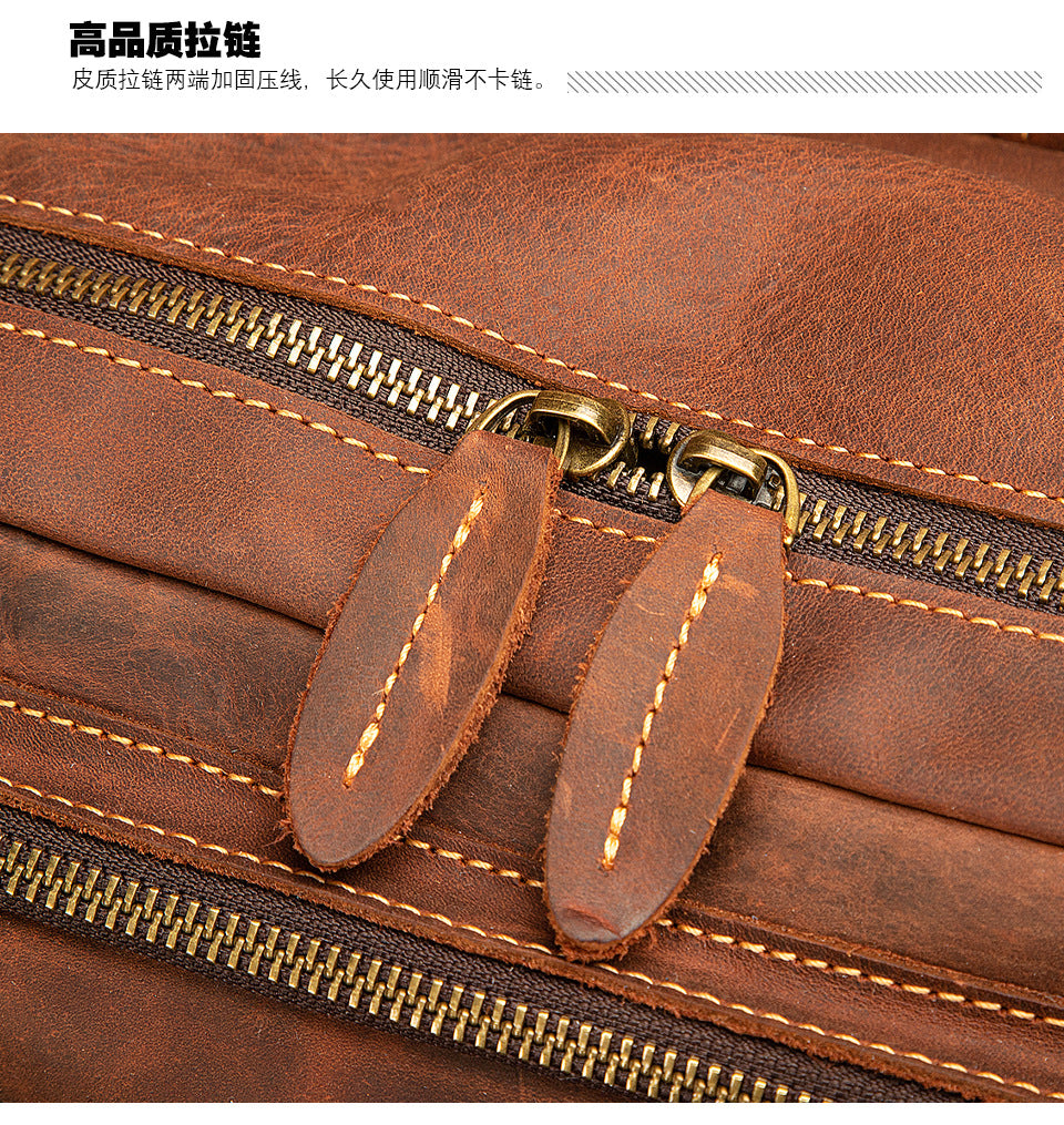 Men's backpack genuine leather cowhide retro large capacity men computer bag 