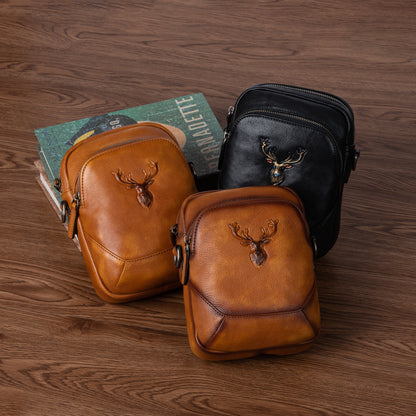 Men's Bust Bag Versatile Cowhide Genuine Leather Retro Casual Crossbody Bag for Men 